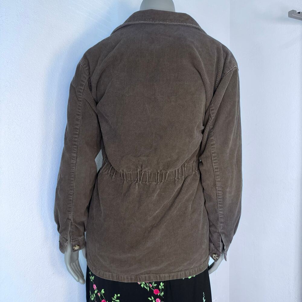 Vintage 90s Cord Corduroy Brown Chore Barn Coat Jacket Pockets Size Medium - Picture 4 of 7